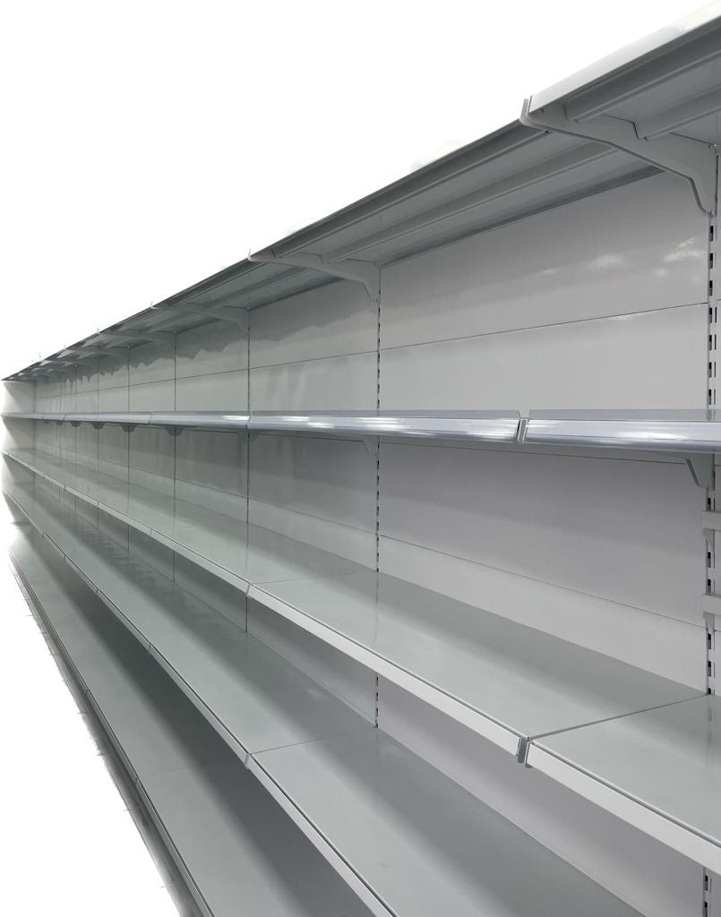 Scaffalatura in metallo bianca 5 ripiani con pannello a 5 strati 120x50x240