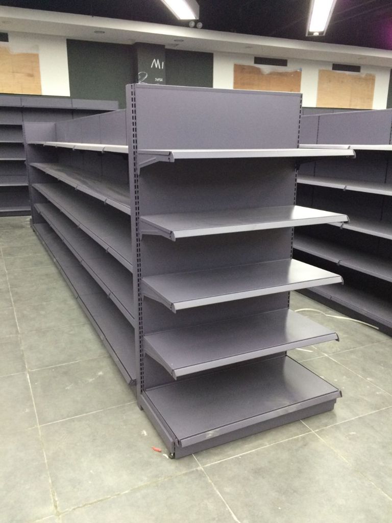 Gondola espositiva centrale in metallo grigio 120x100x240